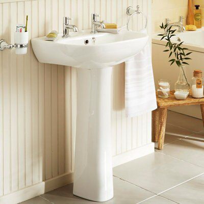 Plumbsure Truro White Close-coupled Toilet, basin & tap pack