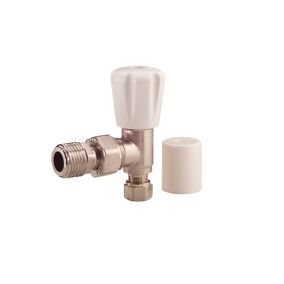 Plumbsure White chrome effect Angled Radiator valve (Dia)15mm