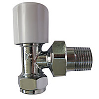 Plumbsure White chrome effect Angled Radiator valve (Dia)15mm