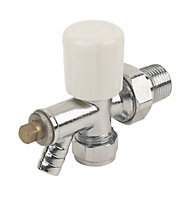 Plumbsure White chrome effect Radiator valve (Dia)15mm