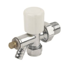 Plumbsure White chrome effect Radiator valve (Dia)15mm