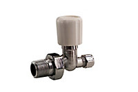 Plumbsure White chrome effect Straight Radiator valve (Dia)10mm