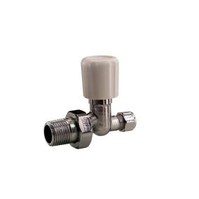 Plumbsure White chrome effect Straight Radiator valve (Dia)10mm