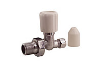Plumbsure White chrome effect Straight Radiator valve (Dia)15mm