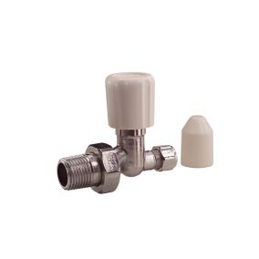 Plumbsure White chrome effect Straight Radiator valve (Dia)15mm