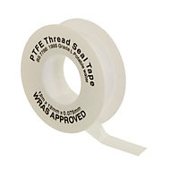 Plumbsure White PTFE Tape (L)12m (W)12mm, Pack of 10