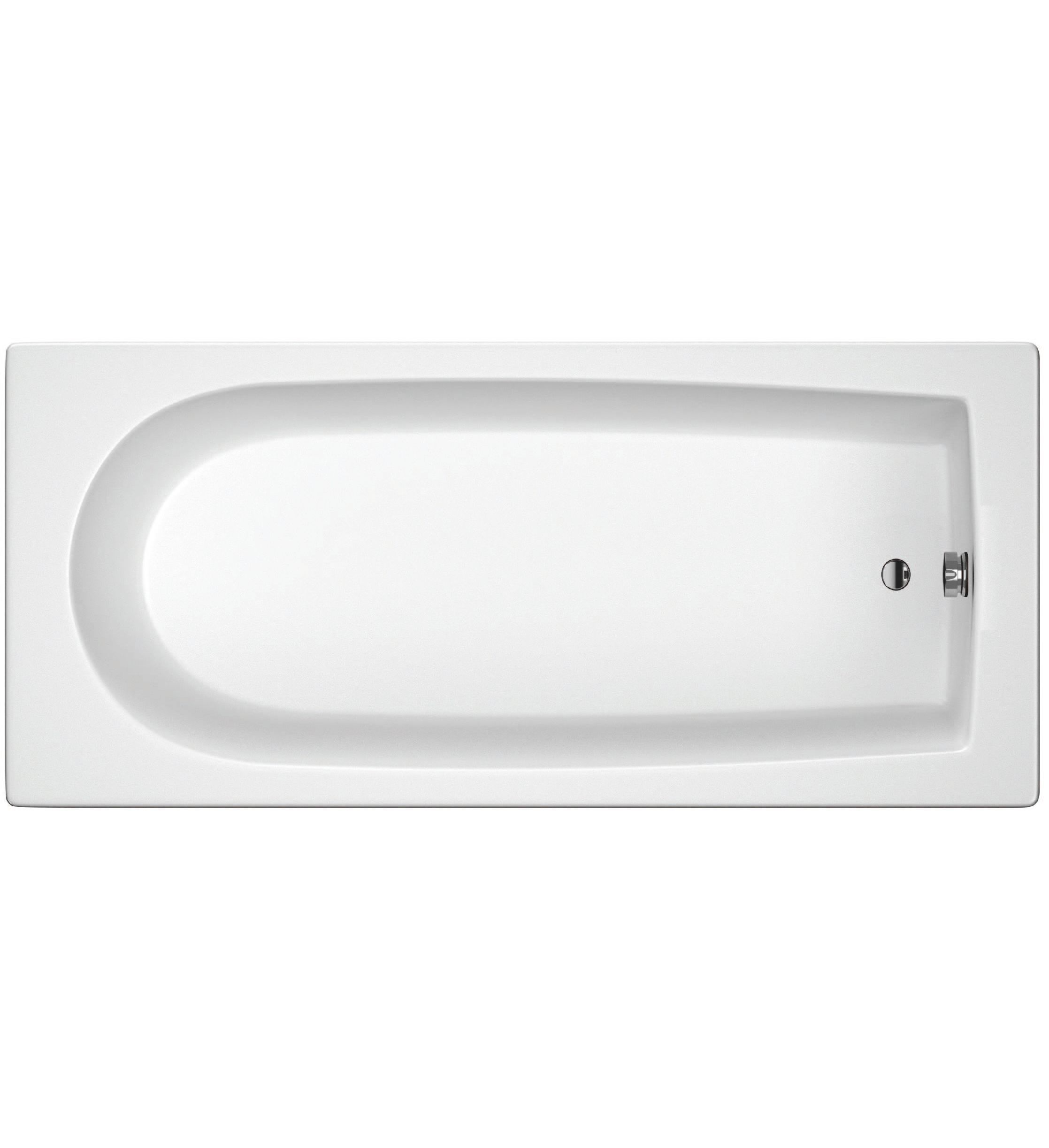 Plumbsure White Rectangular Straight Bath with 2 Tap holes (L)170cm (W)70cm