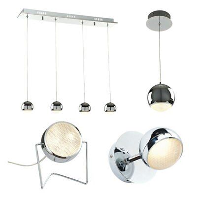 Pluto Matt chrome effect Table lamp