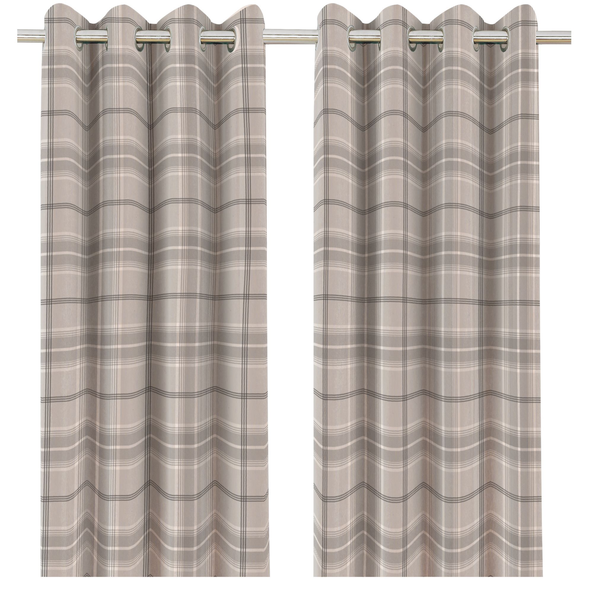 Podor Check Lined Eyelet Curtain 167cm 183cm Pair