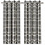 Podor Grey Check Lined Eyelet Curtain (W)117cm (L)137cm, Pair