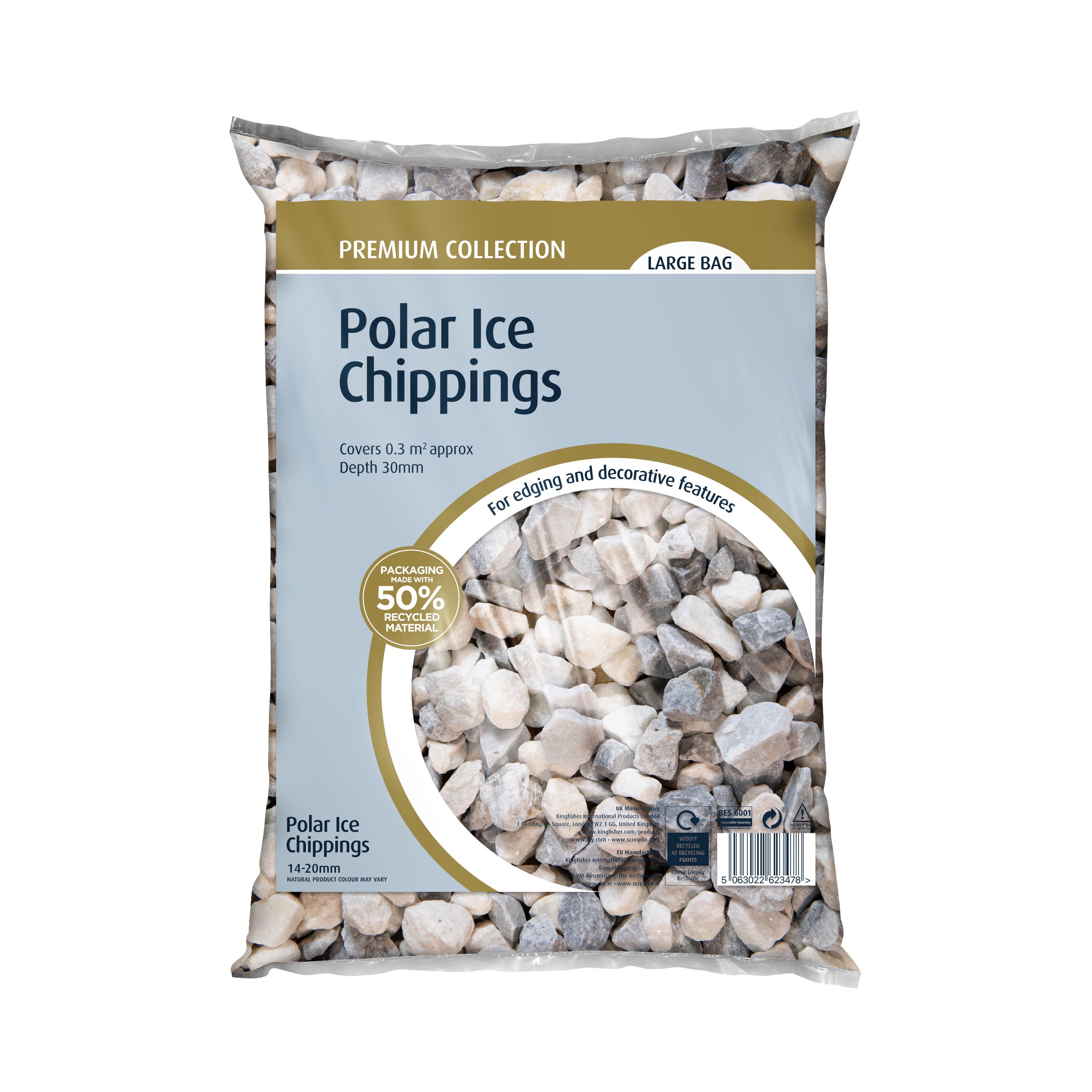 Polar Ice 14-20mm Chippings, 0.3m²