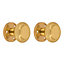 Polished Brass effect Round Door knob (Dia)57.35mm, Pair