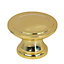 Polished Brass effect Zinc alloy Round Furniture Knob (Dia)29.7mm