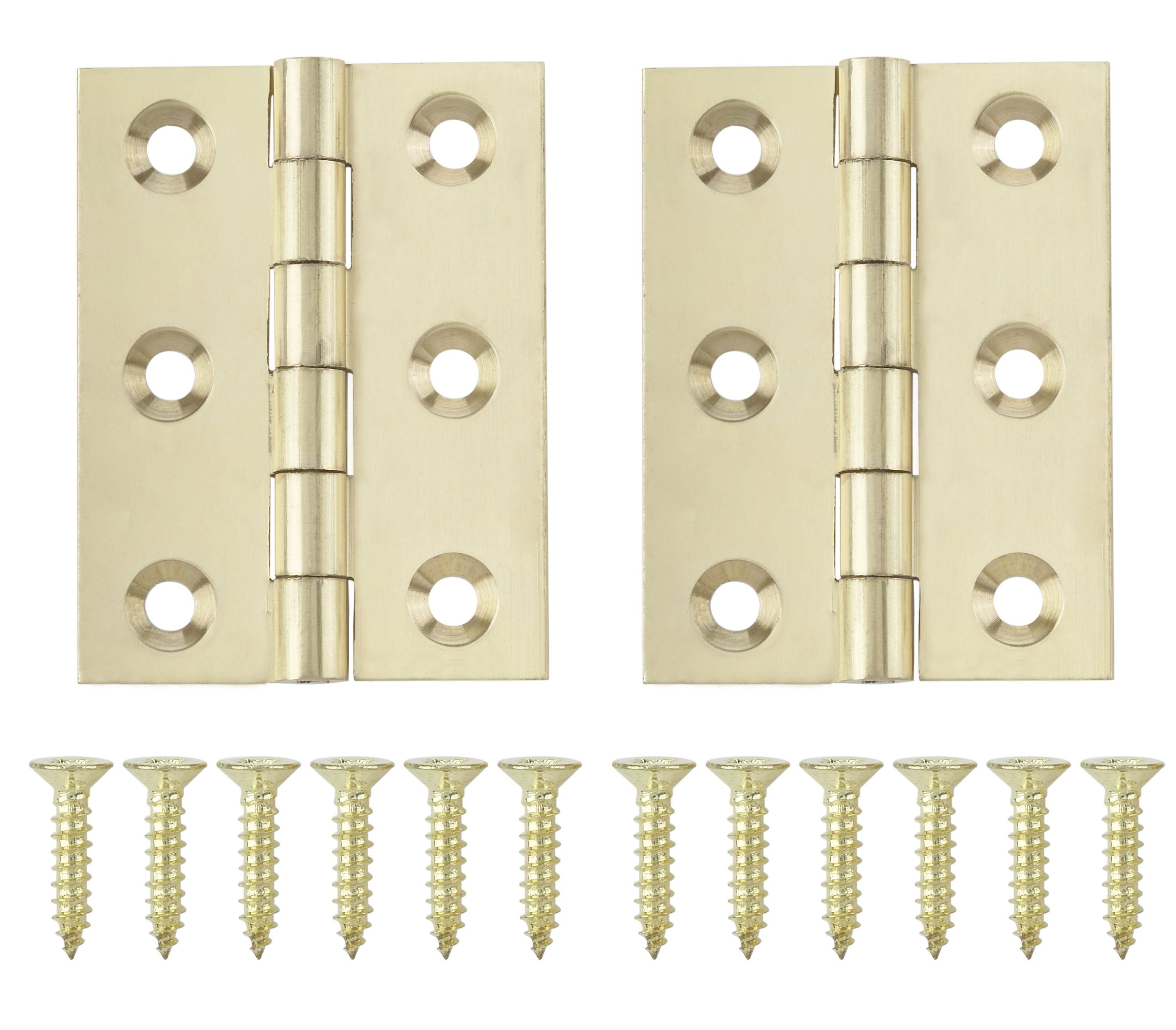 Polished Brass-plated Metal Butt Door hinge N162 (L)50mm (W)50mm, Pack of 2