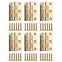 Polished Brass-plated Metal Butt Door hinge N162 (L)75mm, Pack of 6