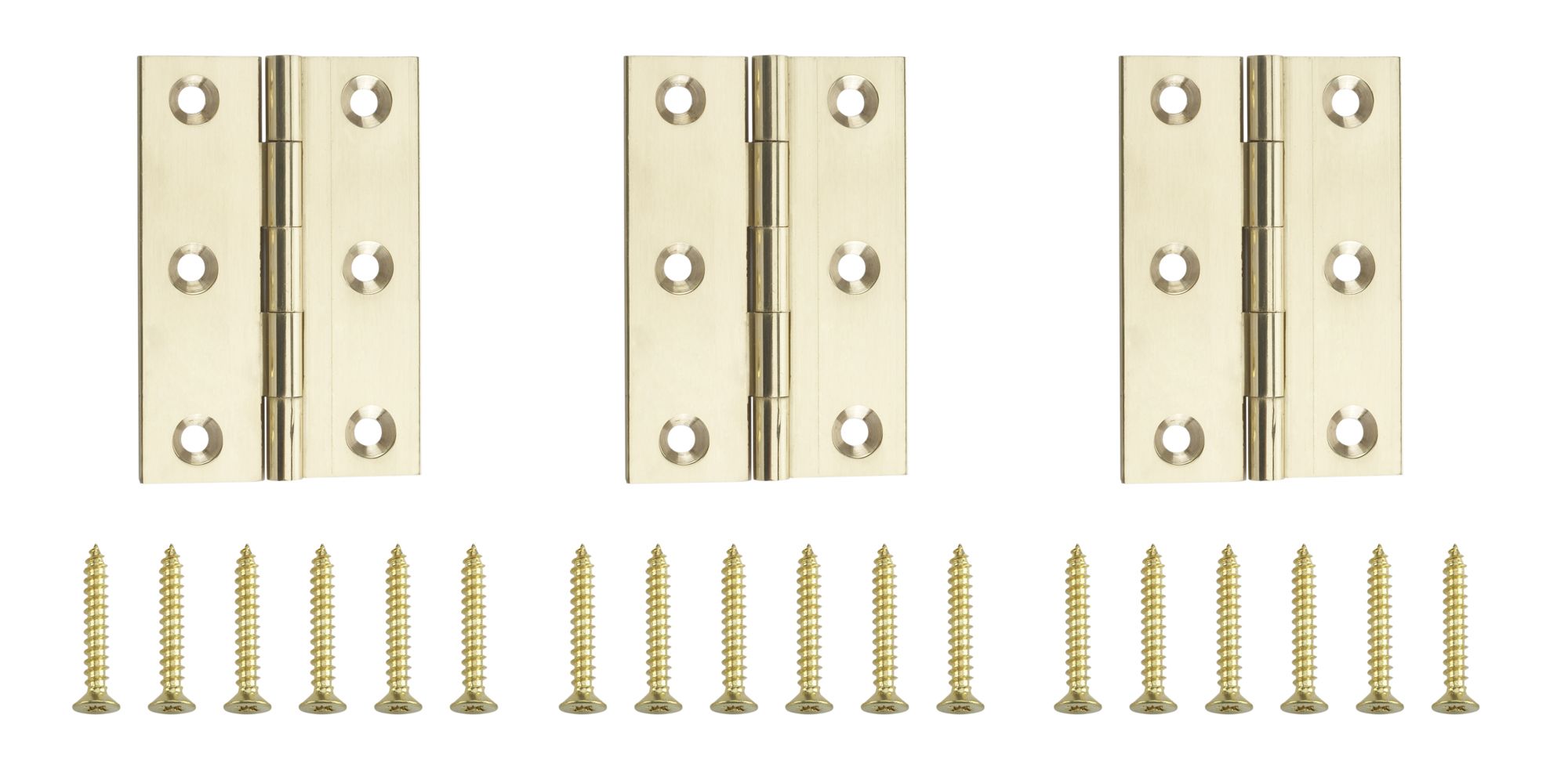 Polished Brass-plated Metal Butt Door hinge N162 (L)75mm (W)75mm, Pack of 3