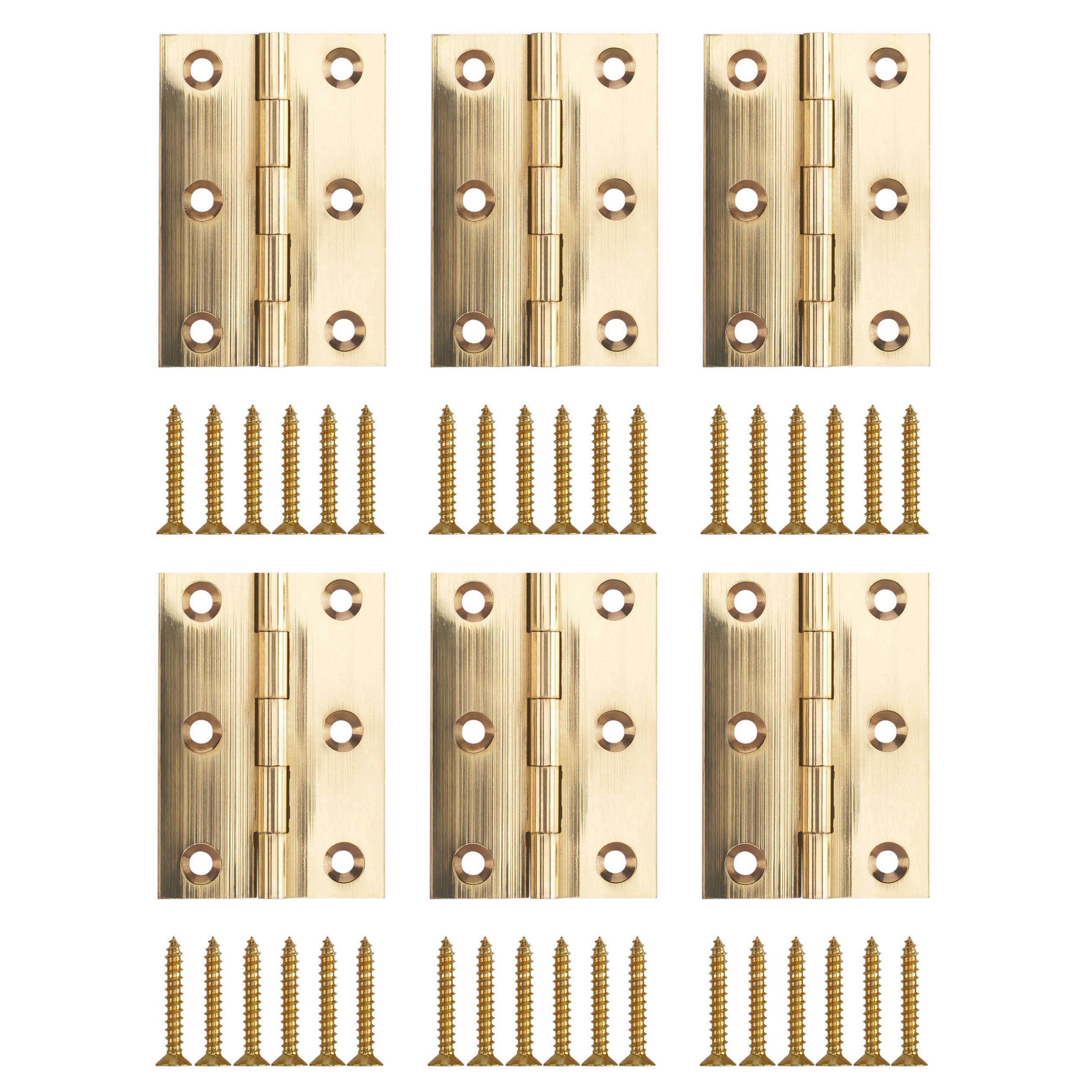 Polished Brass-plated Metal Butt Door hinge N162 (L)75mm (W)75mm, Pack of 6