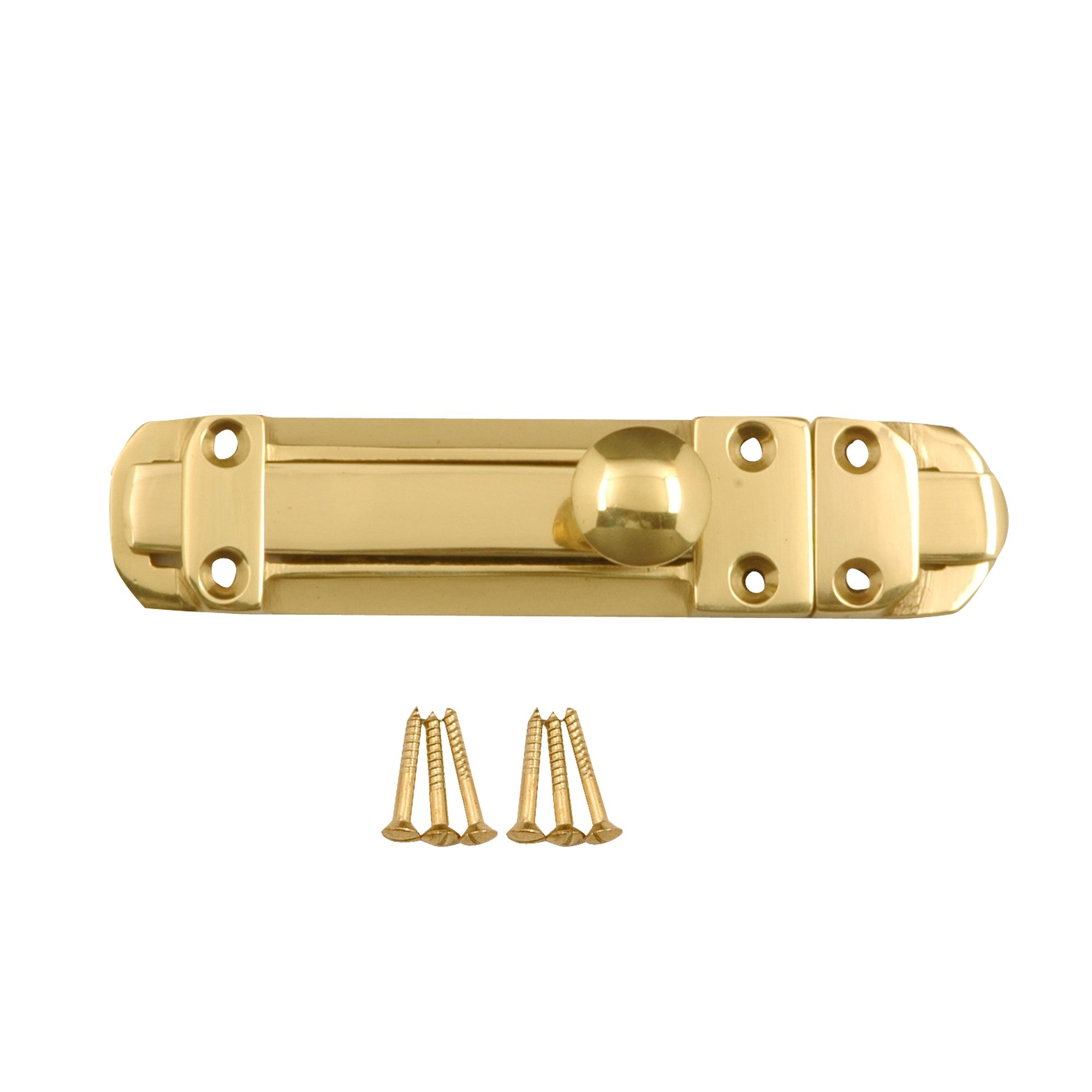 Polished Brass Straight Door bolt H 32094 (L)152mm (W)30mm DIY at B&Q