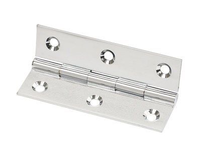 Polished Chrome effect Brass Door hinge 14604 (L)64mm (W)34mm, Pack of 2