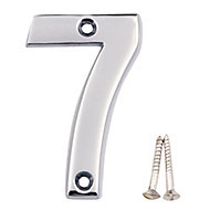 Polished Chrome effect Brass House number 7, (H)75mm (W)48mm