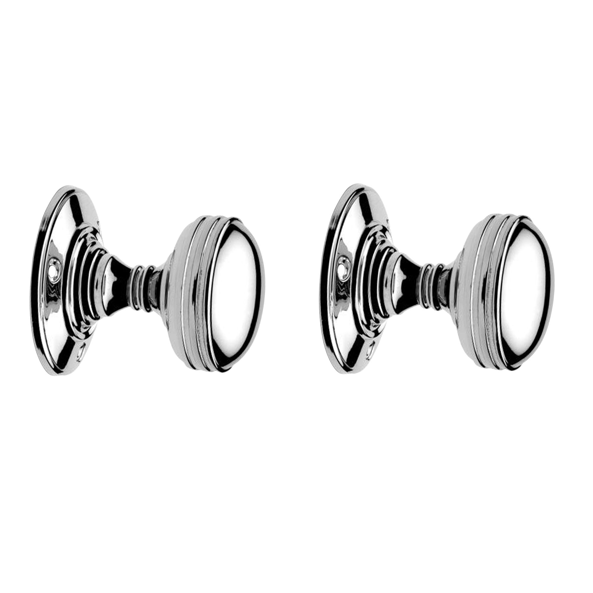 Polished Chrome Effect Brass Round Door Knob Dia537mm Pair Diy At Bandq 6381