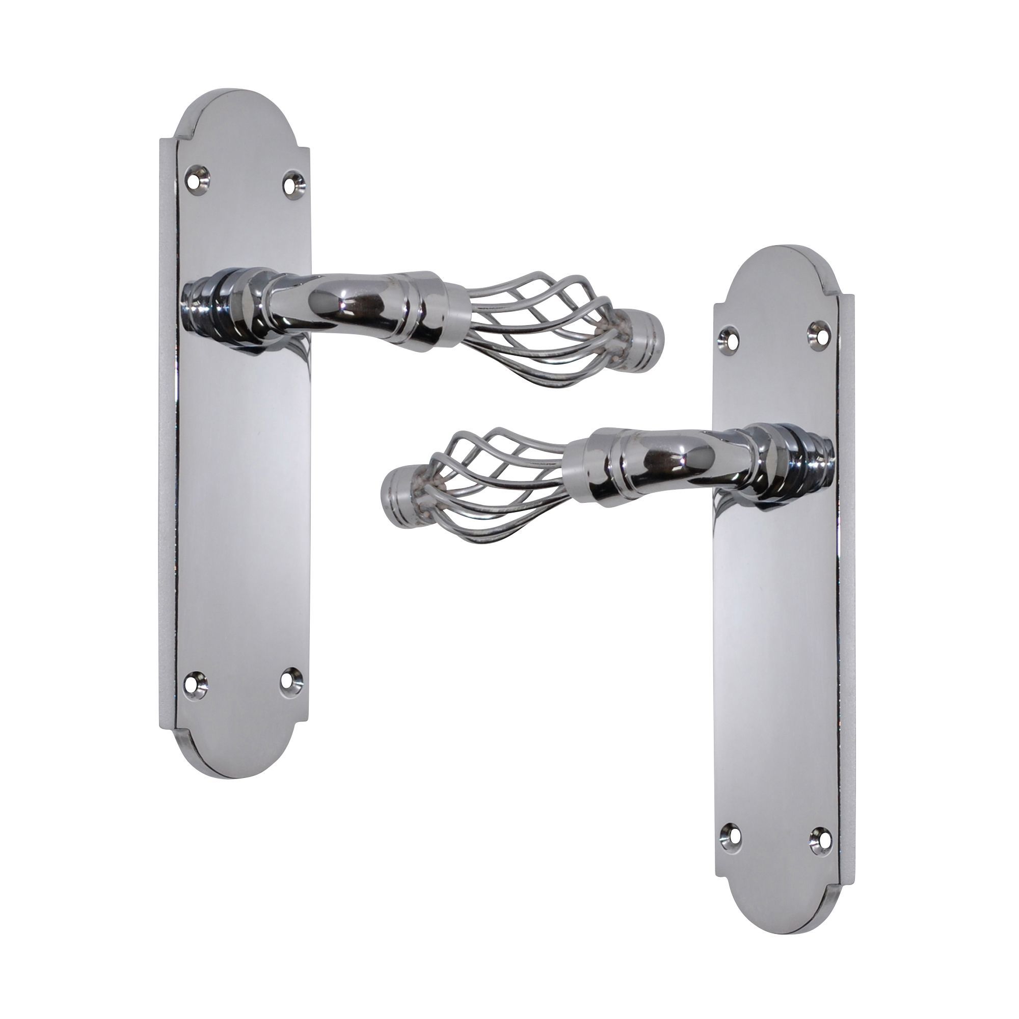 Polished Chrome effect Internal Straight Latch Door handle, Set DIY at B&Q