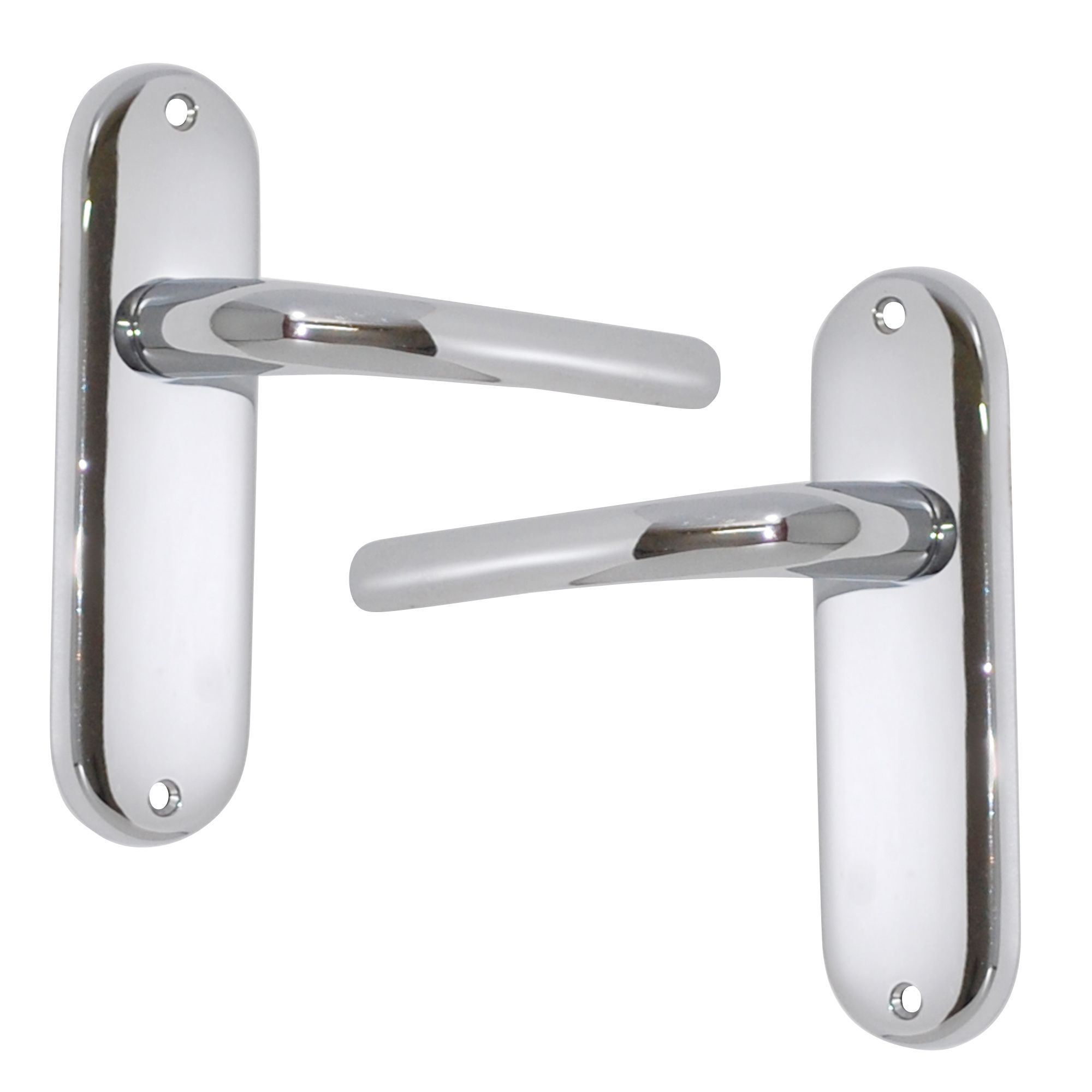 Polished Chrome Effect Internal Straight Latch Door Handle, Set | DIY ...