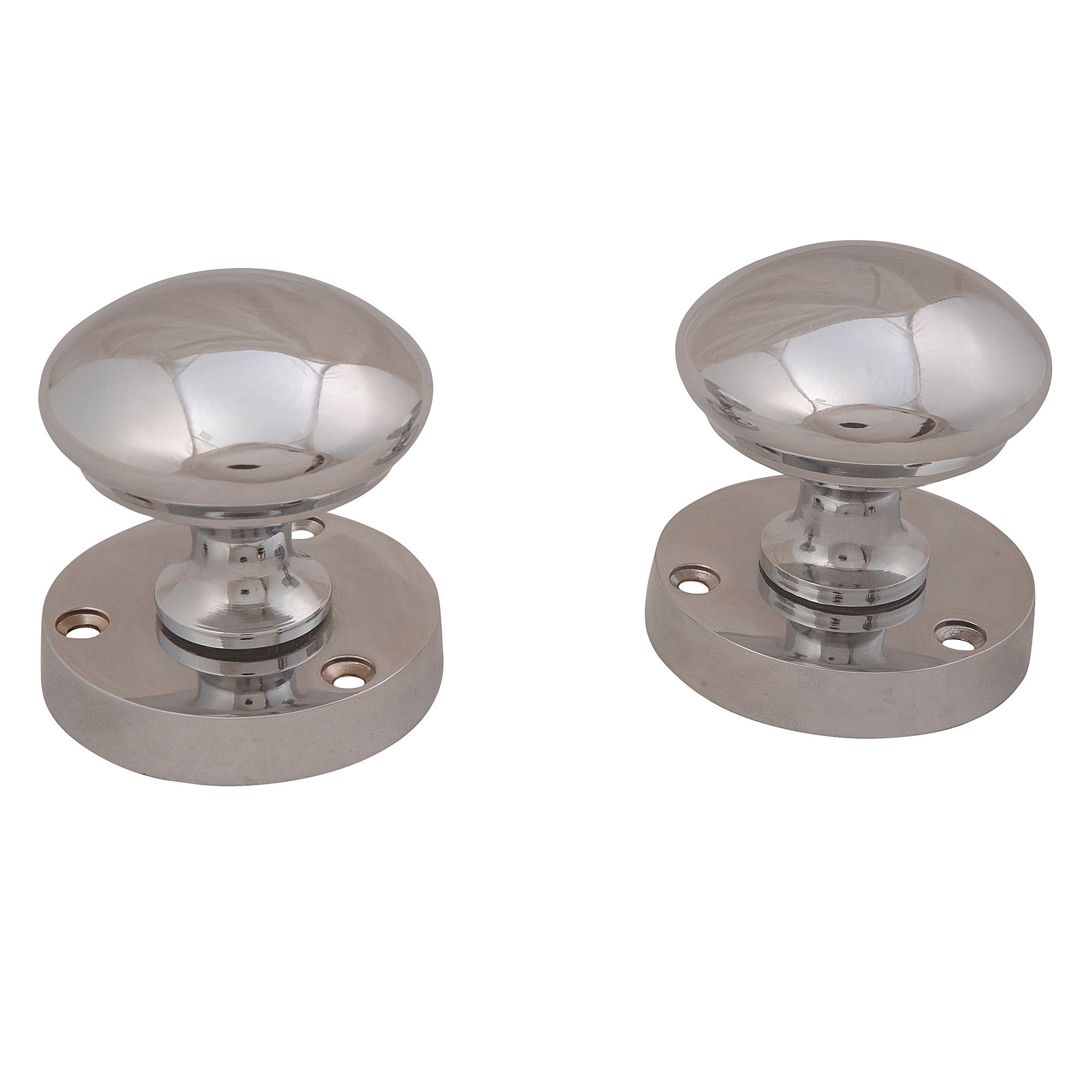 Polished Chrome effect Zamac Round Door knob (Dia)50.5mm, Pair