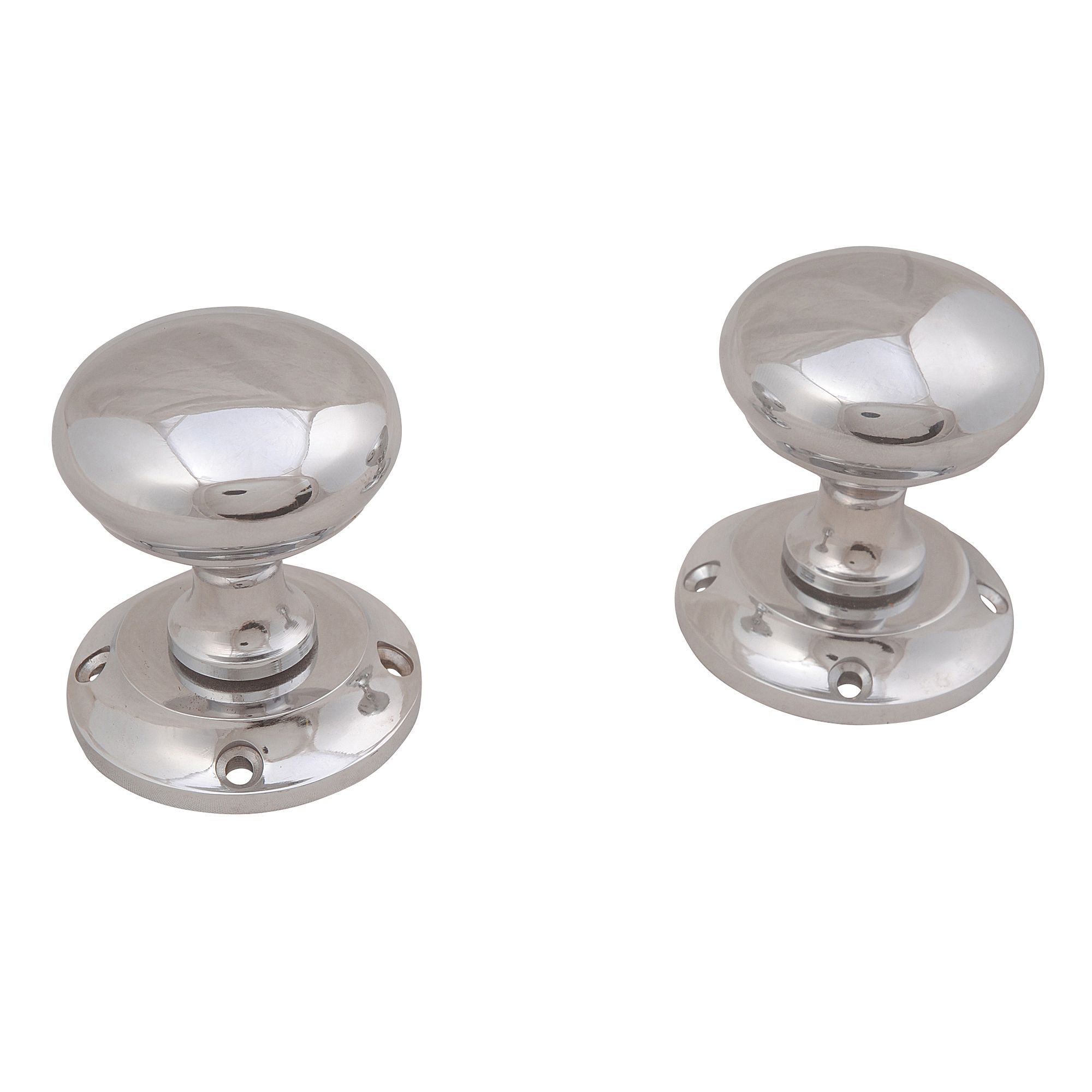 Polished Chrome effect Zamak Round Door knob (Dia)54mm, Pair