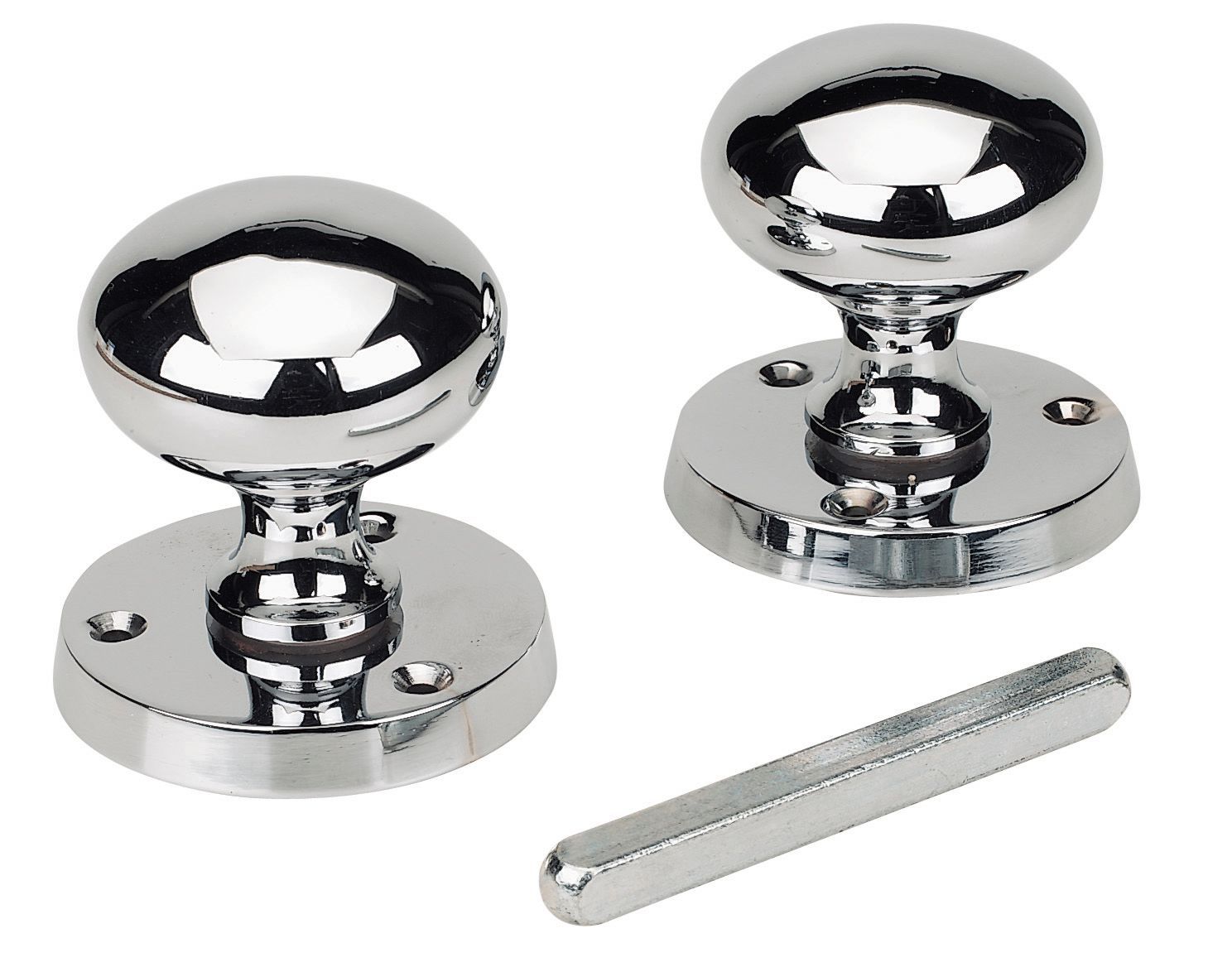 Polished Silver Chrome effect Round Door knob (Dia)51mm, Pack of 1