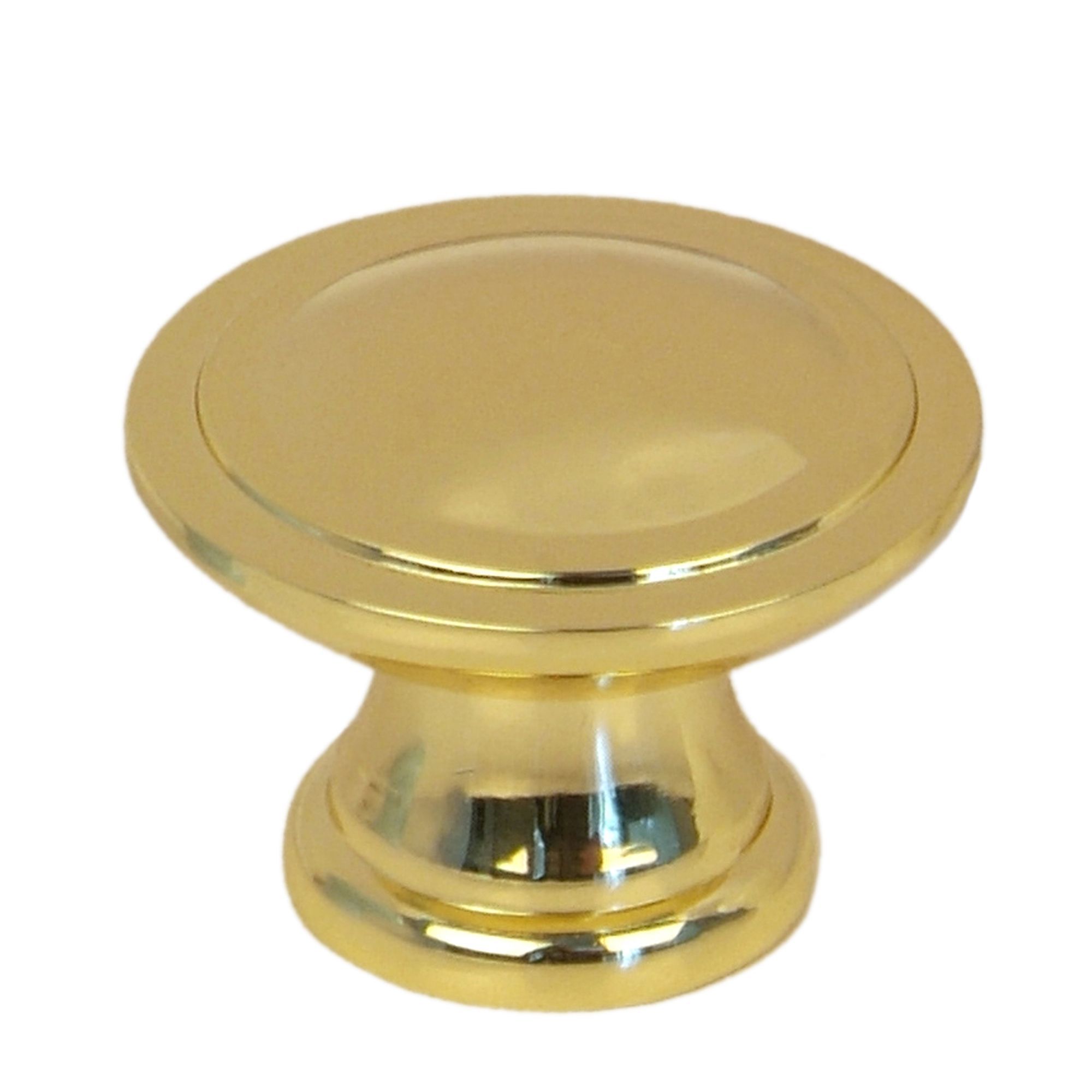 Polished Zinc alloy Brass effect Round Furniture Knob (Dia)29.7mm