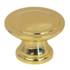 Polished Zinc alloy Brass effect Round Furniture Knob (Dia)34.3mm