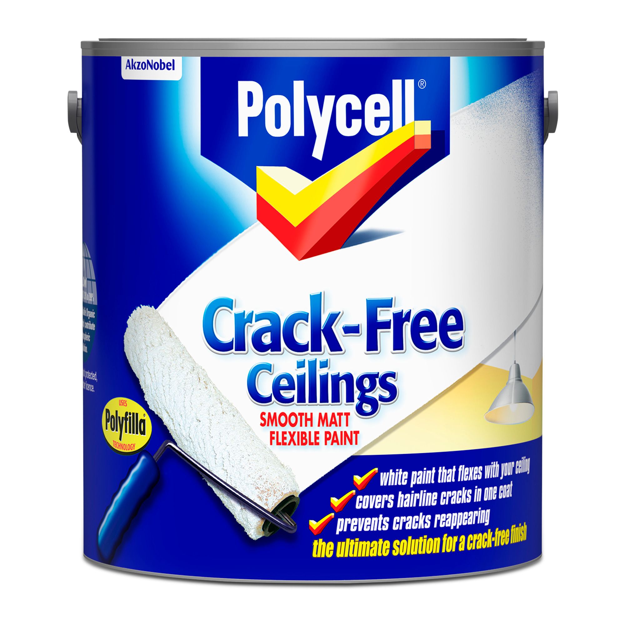 Polycell Crack free White Matt Emulsion paint 2.5L DIY at B&Q