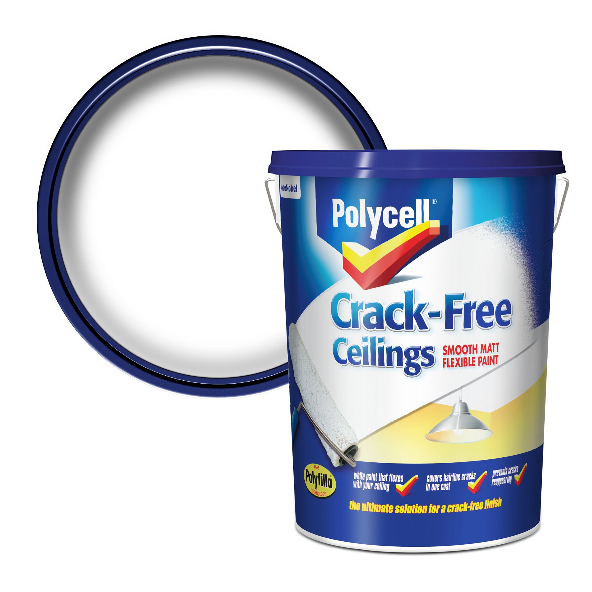 Polycell Crack free White Matt Emulsion paint, 5L DIY at B&Q