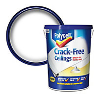 Polycell Crack free White Silk Emulsion paint, 5L