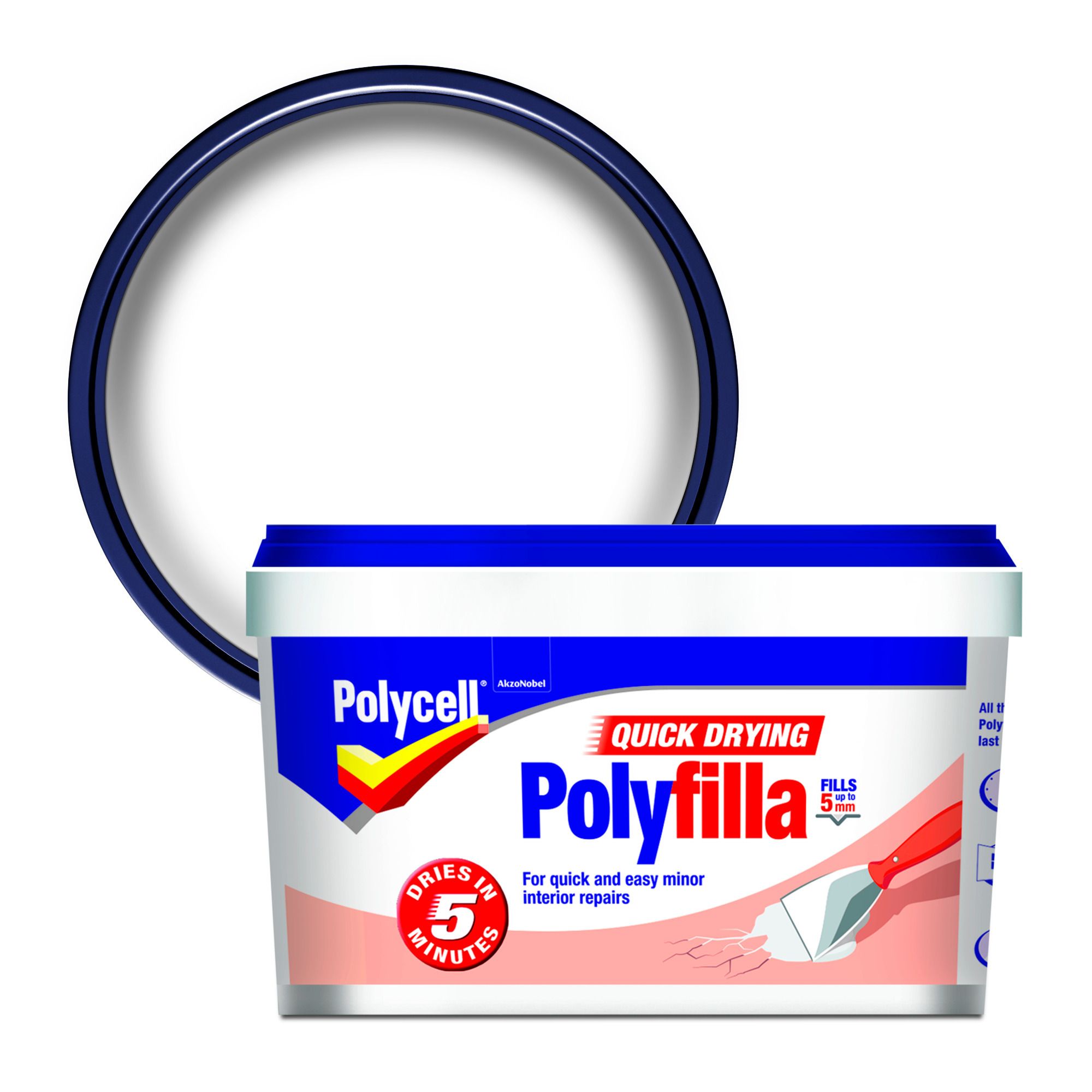 Polycell Quick dry White Ready mixed Filler, 0.6kg