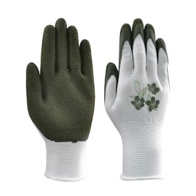 Polyester White & Dark Green Gardening gloves X Small, Pair
