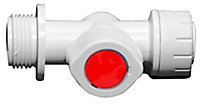 PolyPlumb White Push-fit PER tube Hot Valve, (Dia)15mm x ¾"