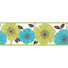 Poppie Green & teal Floral Border
