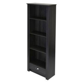 Porthchapel Matt black 1 compartment 4 Shelf Freestanding Rectangular Bookcase (H)1823mm (W)718mm (D)328mm