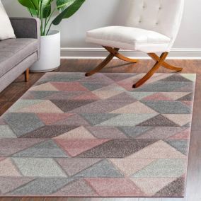 Portland Multicolour Geometric Large Rug, (L)230cm x (W)160cm