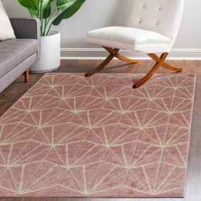 Portland Pink Geometric Large Rug, (L)230cm x (W)160cm