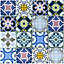Porto Blush & indigo Glass 2x2 Mosaic tile, (L)300mm (W)300mm