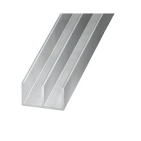 Powder-coated Aluminium Double U-shaped Angle profile, (L)2m (W)16mm (D)10mm (T)1.3mm