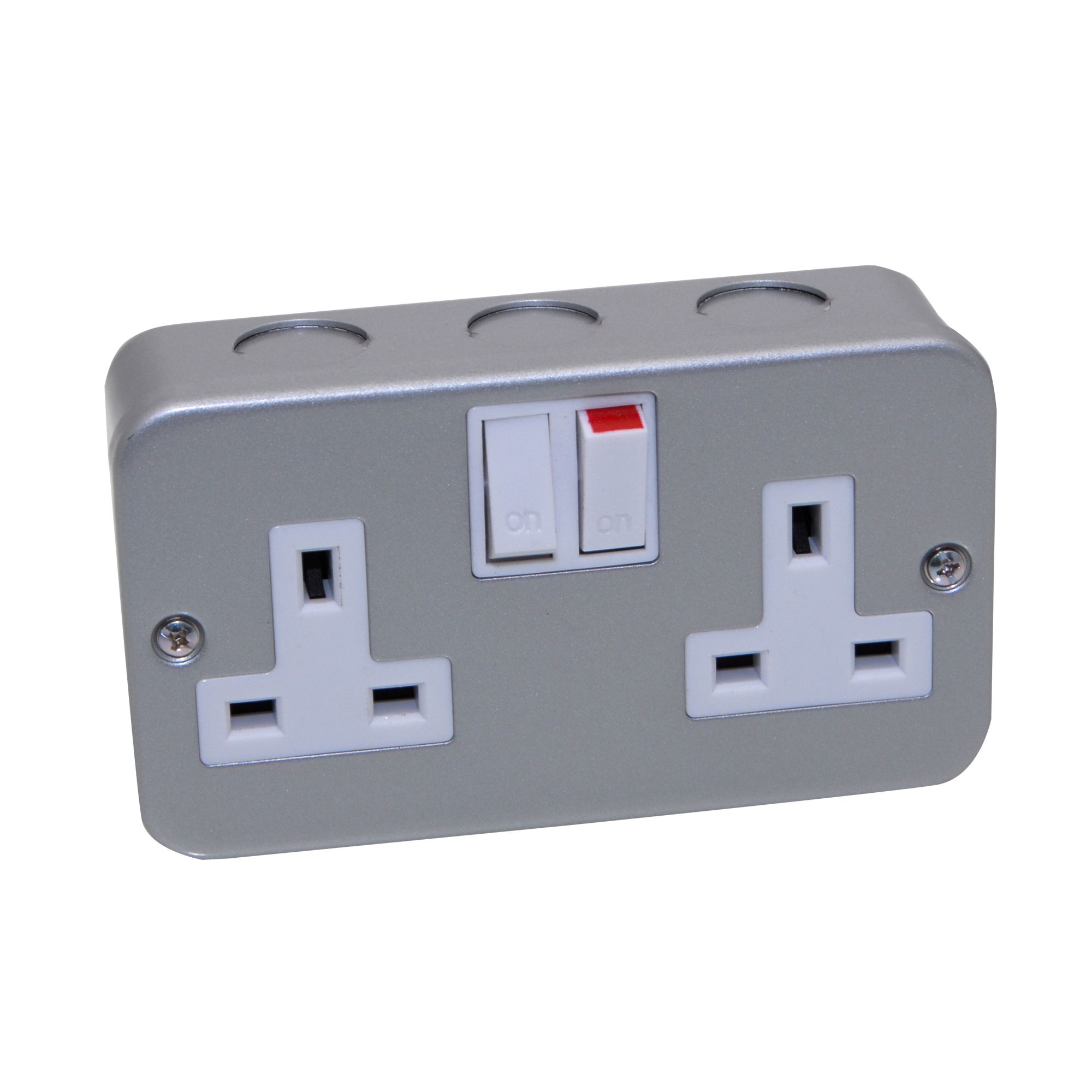 Power Pro 13A 2 gang Switched Metal-clad socket | DIY at B&Q