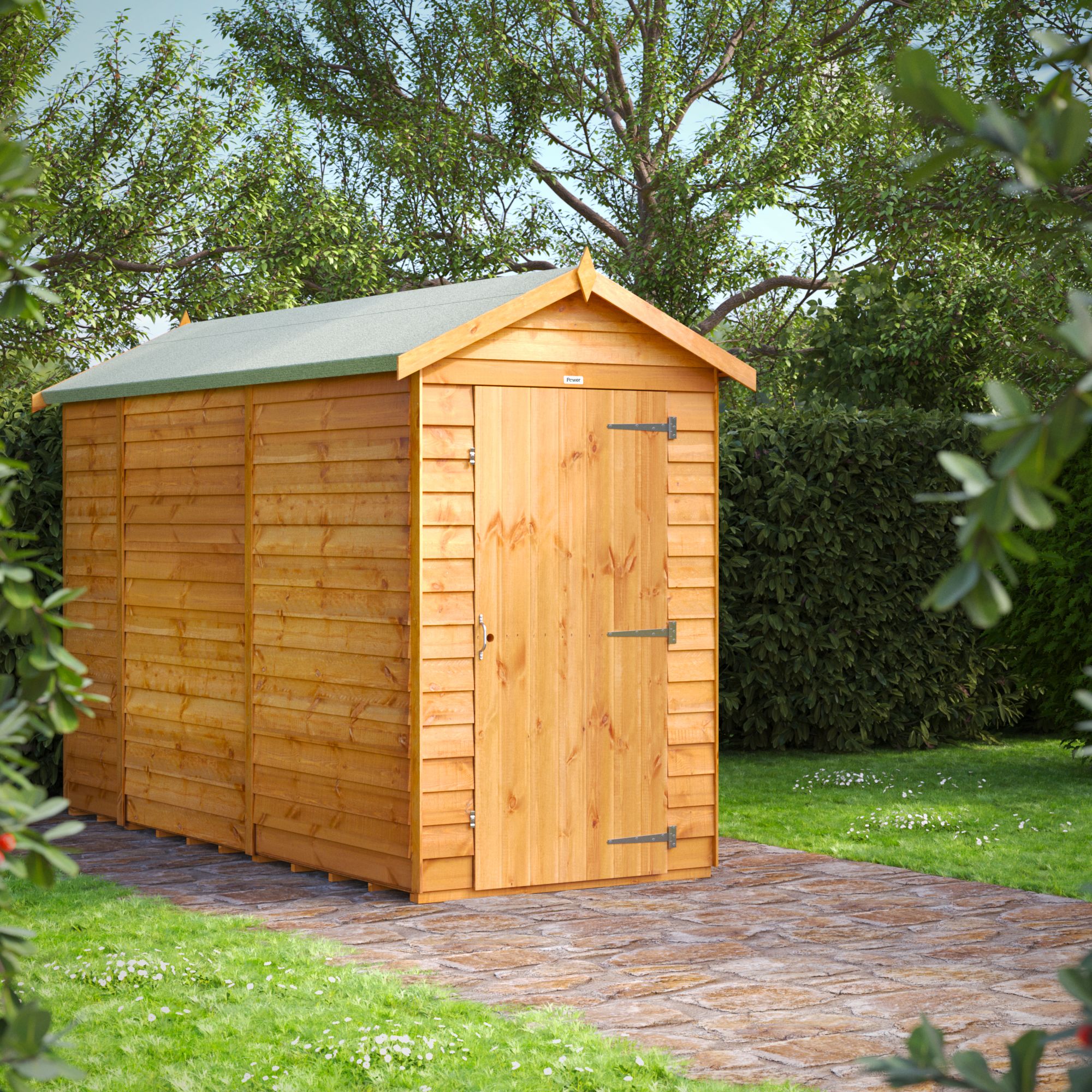 Powersheds Overlap 10x4 ft Apex Wooden Dip treated Shed with floor ...