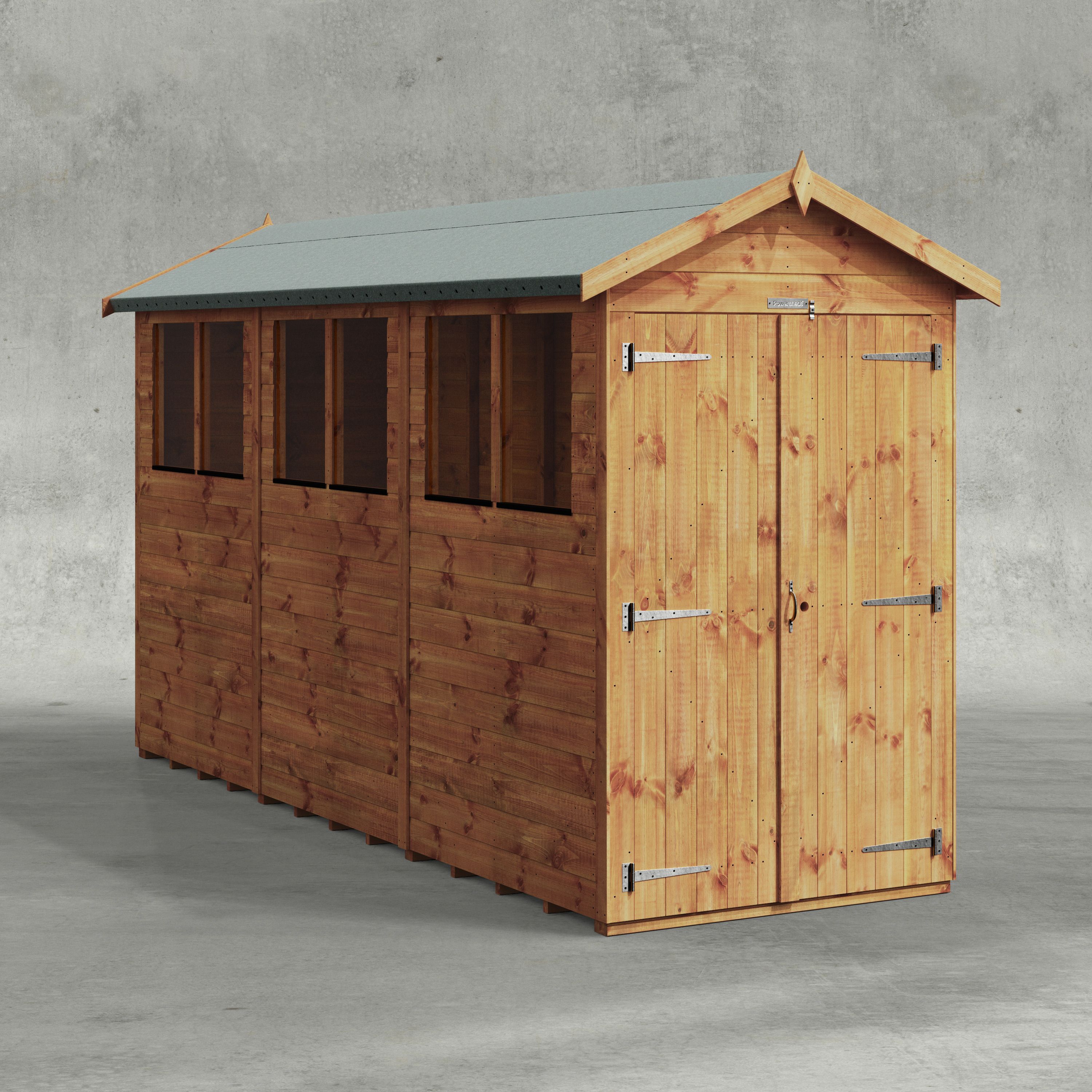 Powersheds Shiplap Tongue & groove 12x4 ft Apex Golden brown Wooden Dip ...