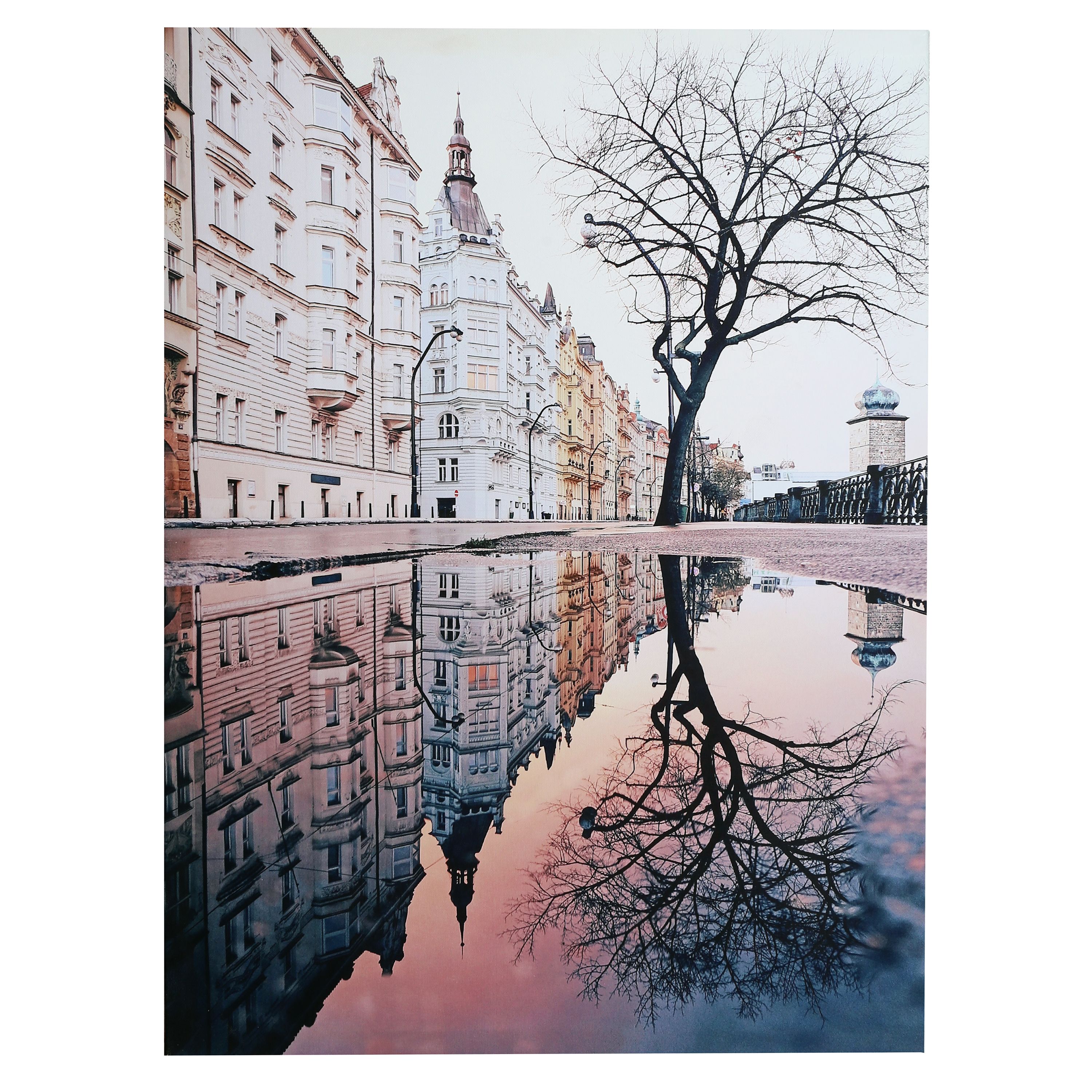 Prague street scene Multicolour Canvas art (H)65cm x (W)48cm