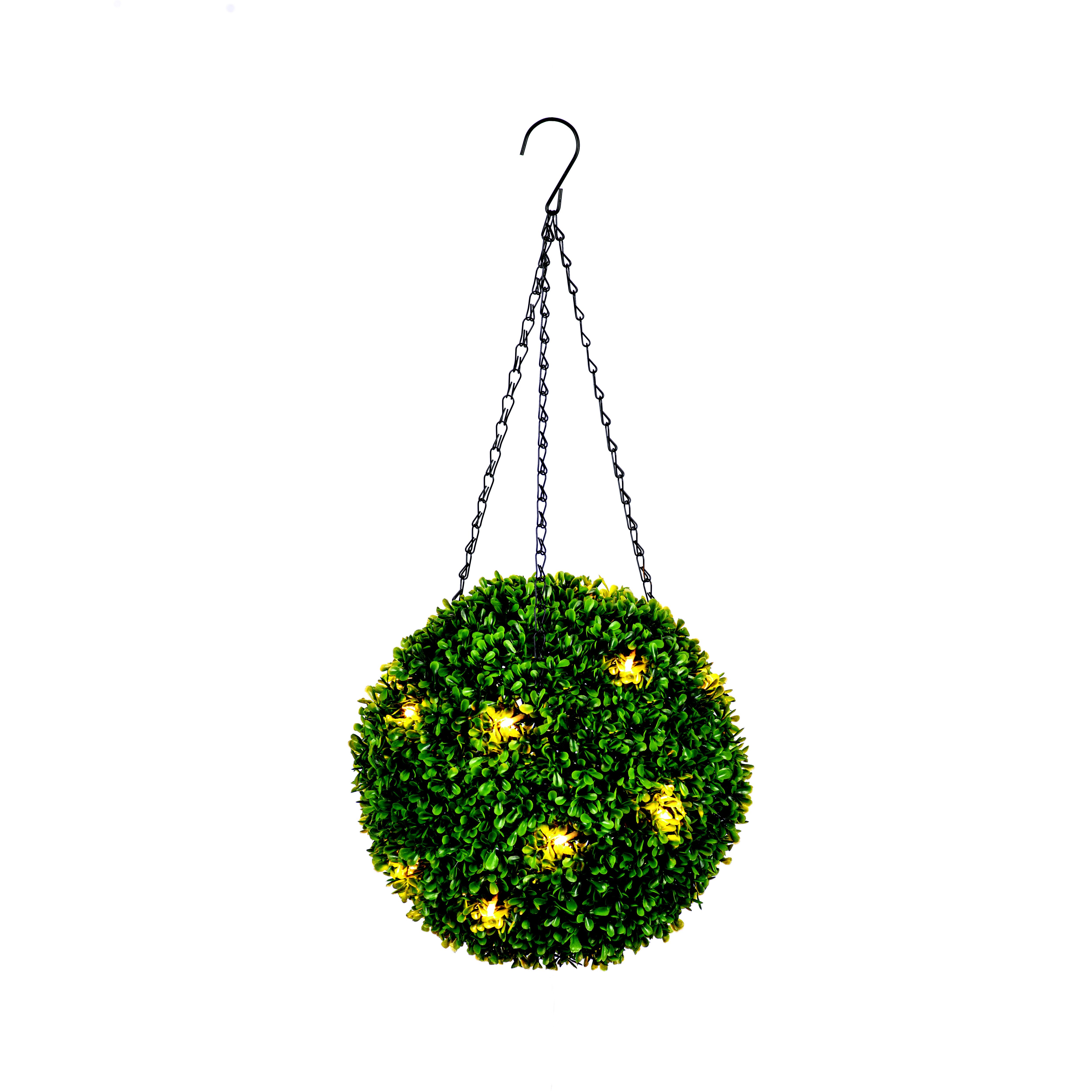 Pre-lit Round Artificial topiary 28cm, Battery-powered