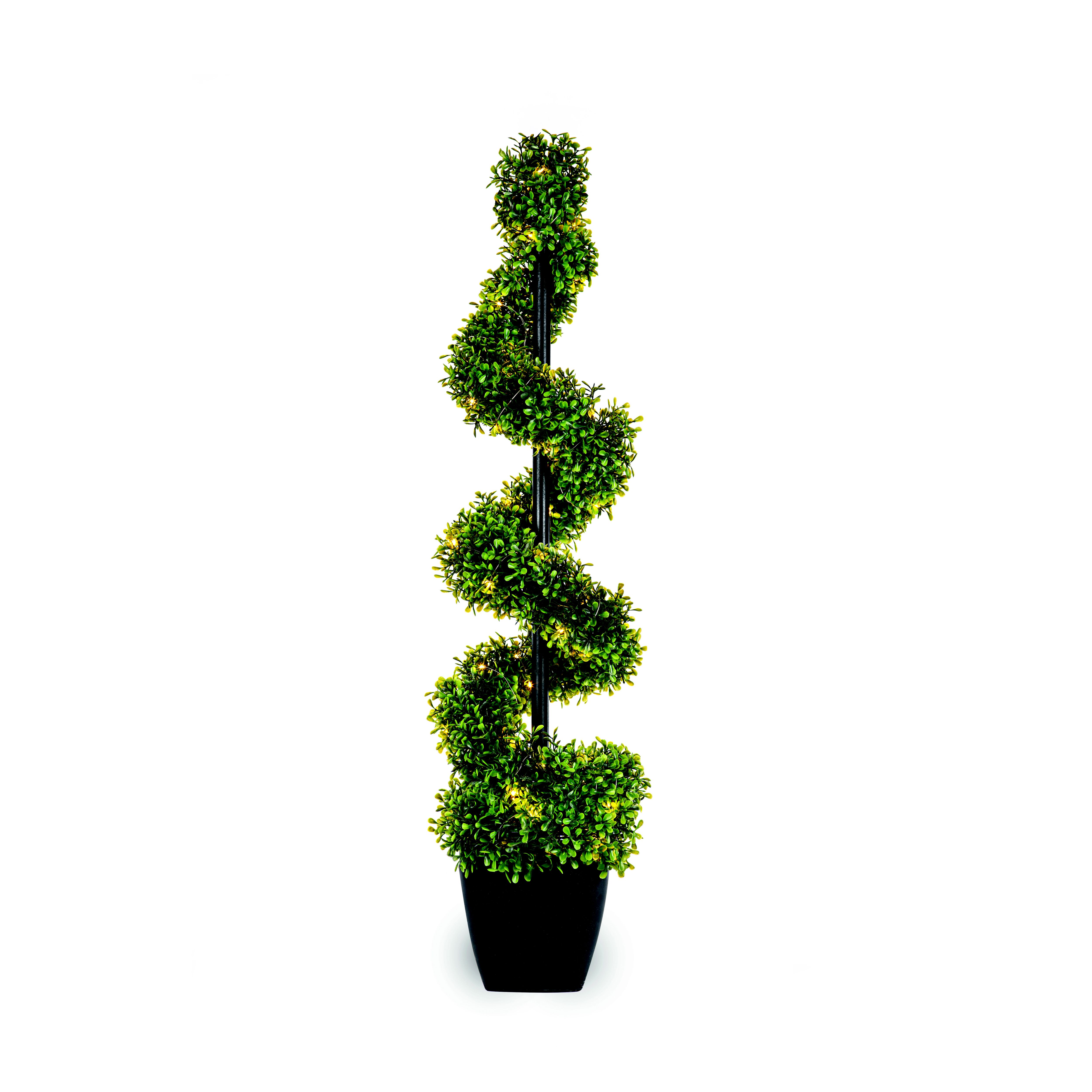 Pre-lit Swirl Artificial topiary tree 92cm, Battery-powered